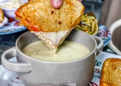 Lobster Grilled Cheese and Clam Chowder at Salty Sistas